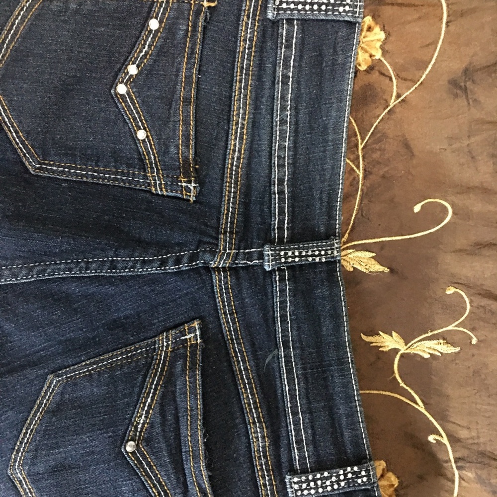 Dark Blue Denim Jeans with Studded Details